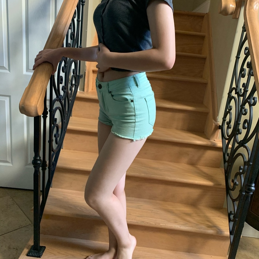 Unique Baby Blue High Waisted Jean shorts
